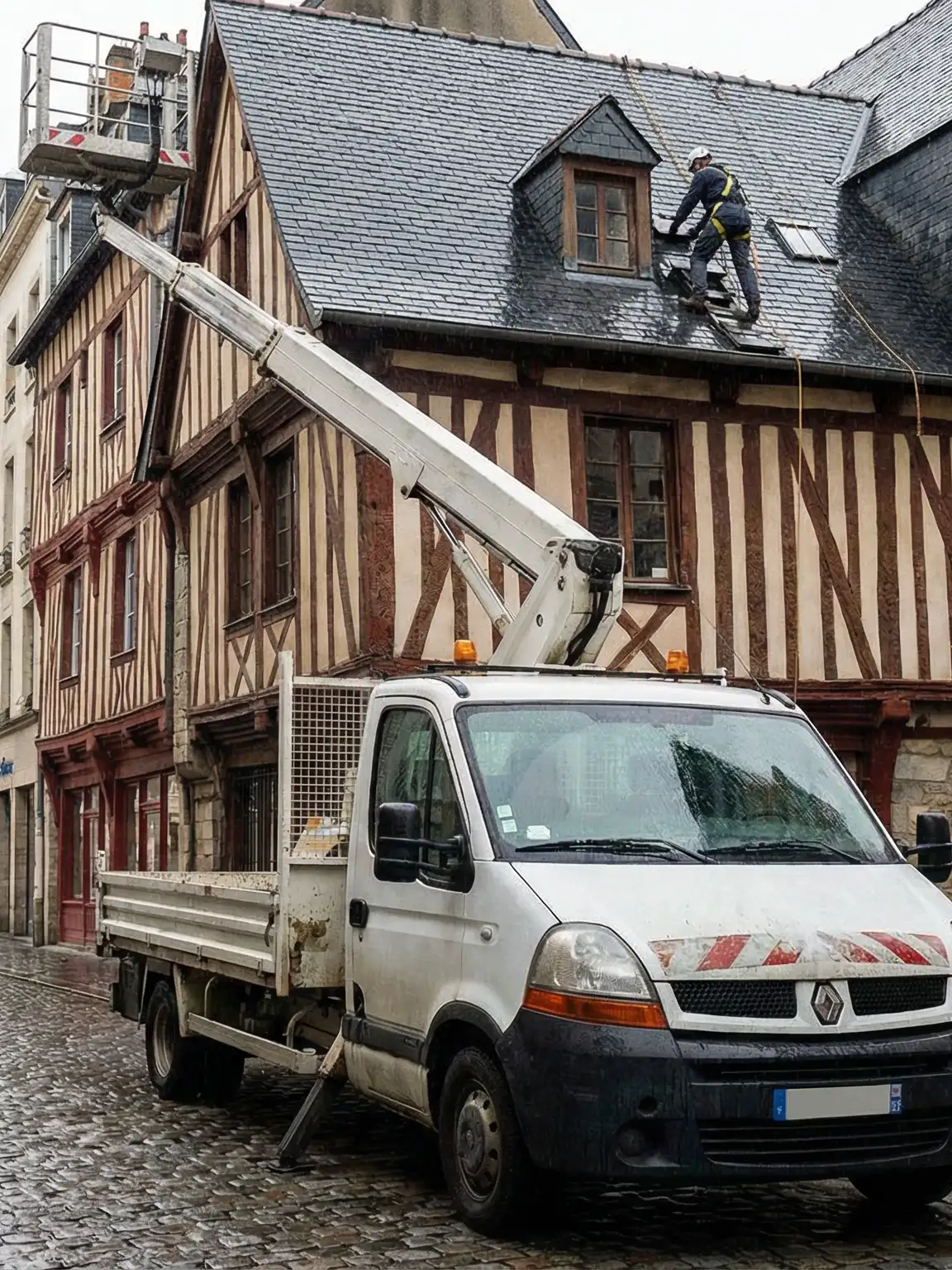 véhicule de couvreur nacelle centrre vile
